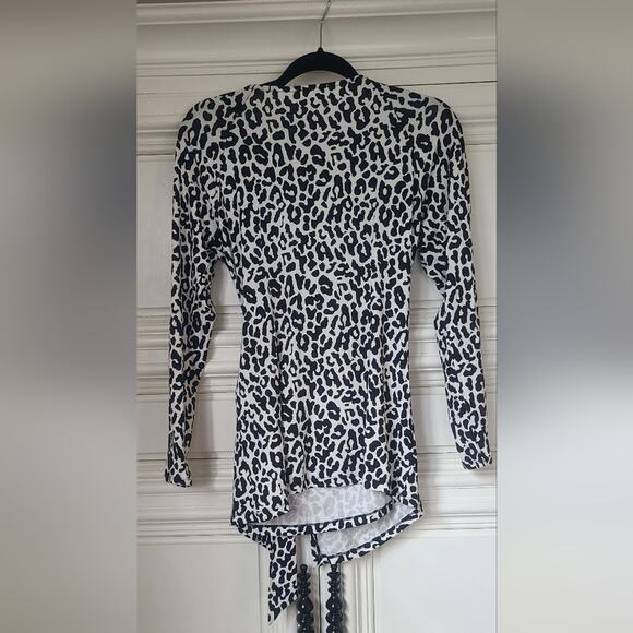 Cache Wrap Top Animal Print White And Black Size M - Picture 9 of 11